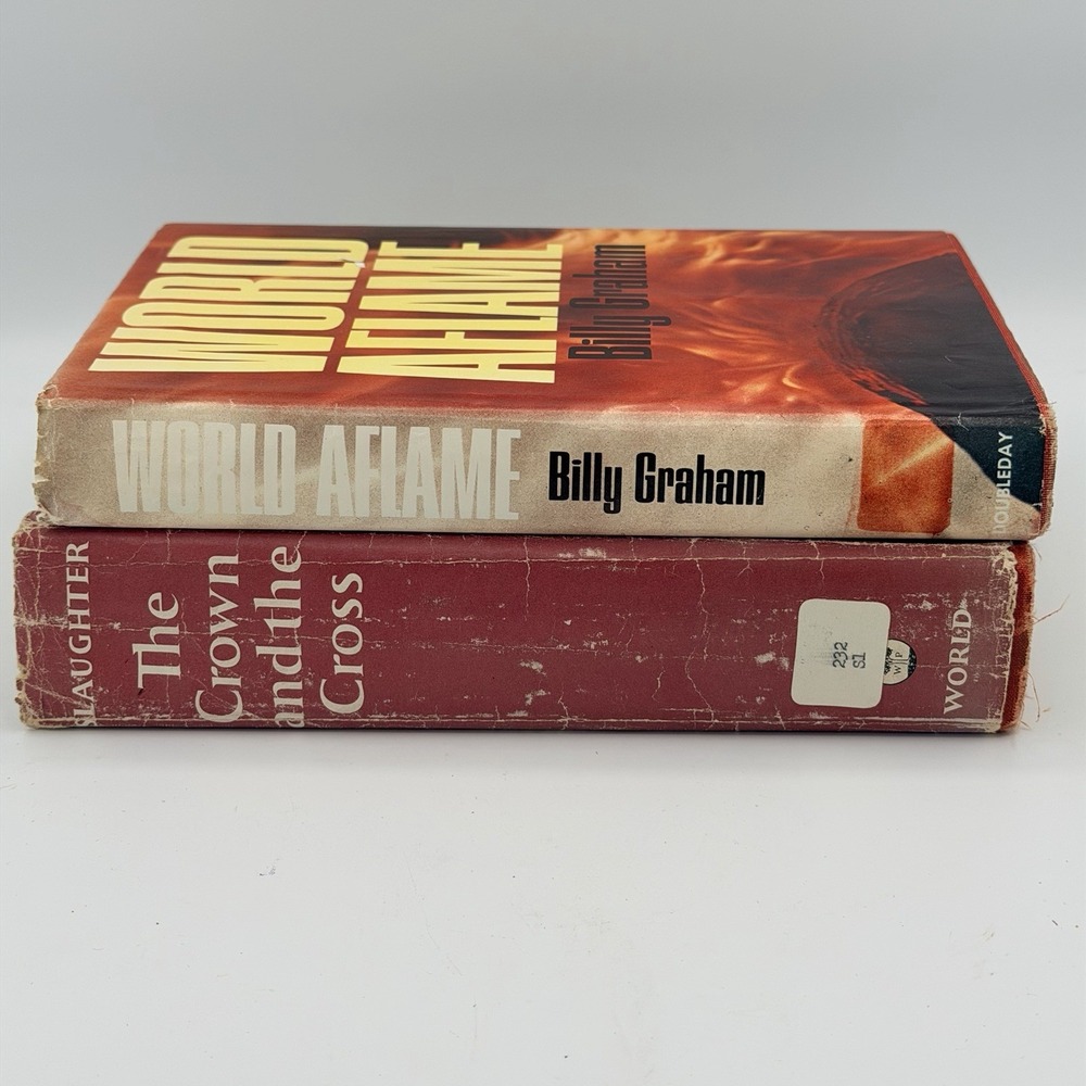 The Crown and the Cross: The Life of Christ And Billy Graham World Aflame Vtg